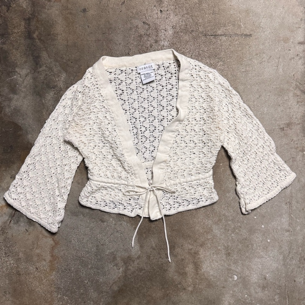Vintage Y2K George Cream Knit Tie sweater Top